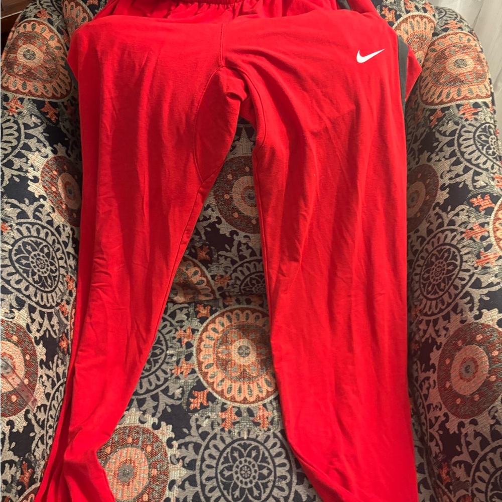 Nike Red Performance Leggings with Swoosh